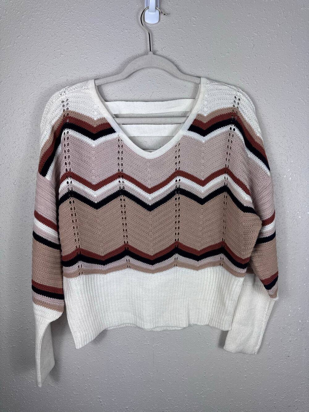FCT With Love Chevron Knit Sweater Womens size Large